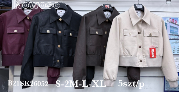 Kurtki damskie skórzana Roz S-XL, 1 Kolor Paczka 5 szt